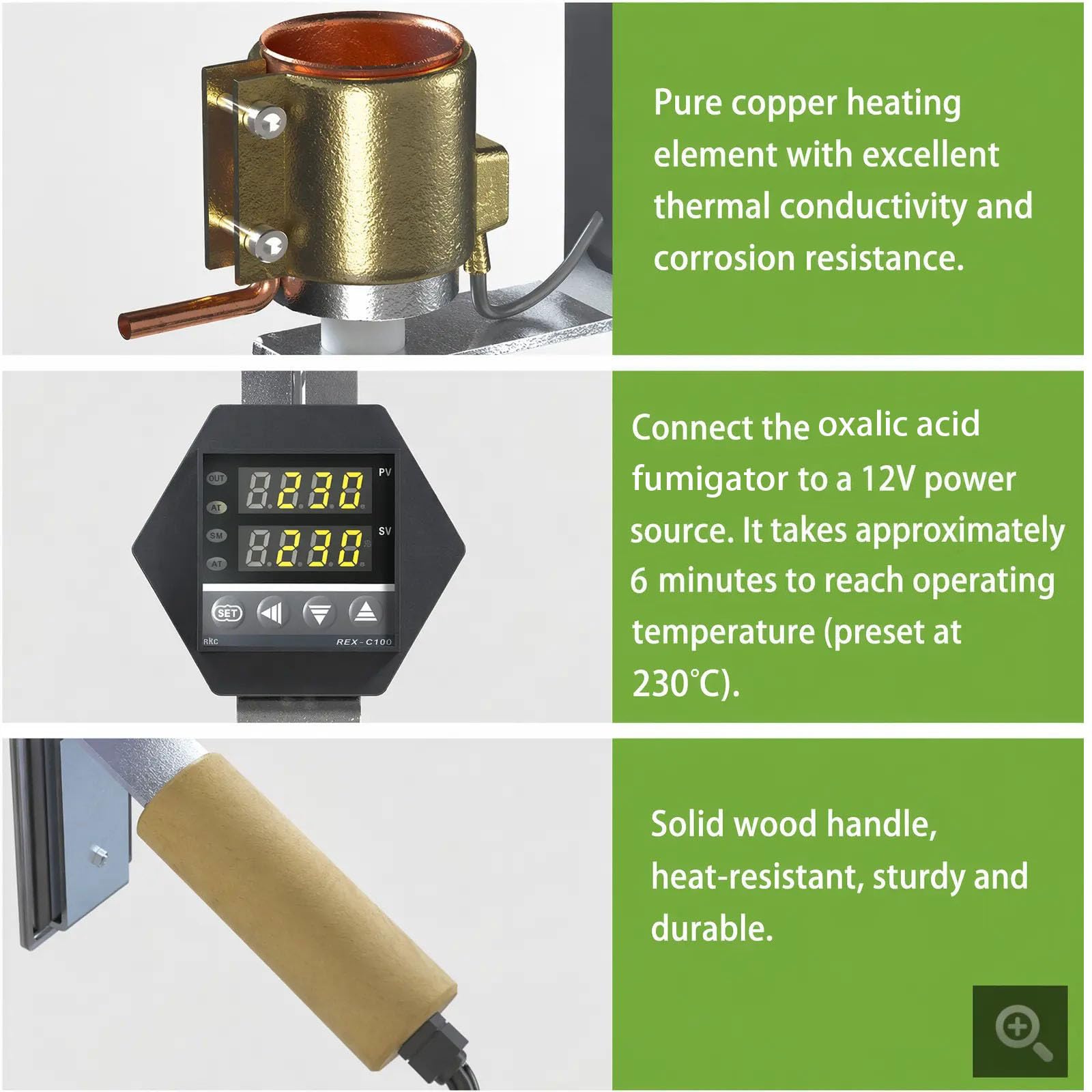 Atomizzatore Digitale di Acido Ossalico, Vaporizzatore per Alveari con Controllo della Temperatura, Strumento Ad Alta Efficienza per L'apicoltura per Il Trattamento degli Acari negli Alveari