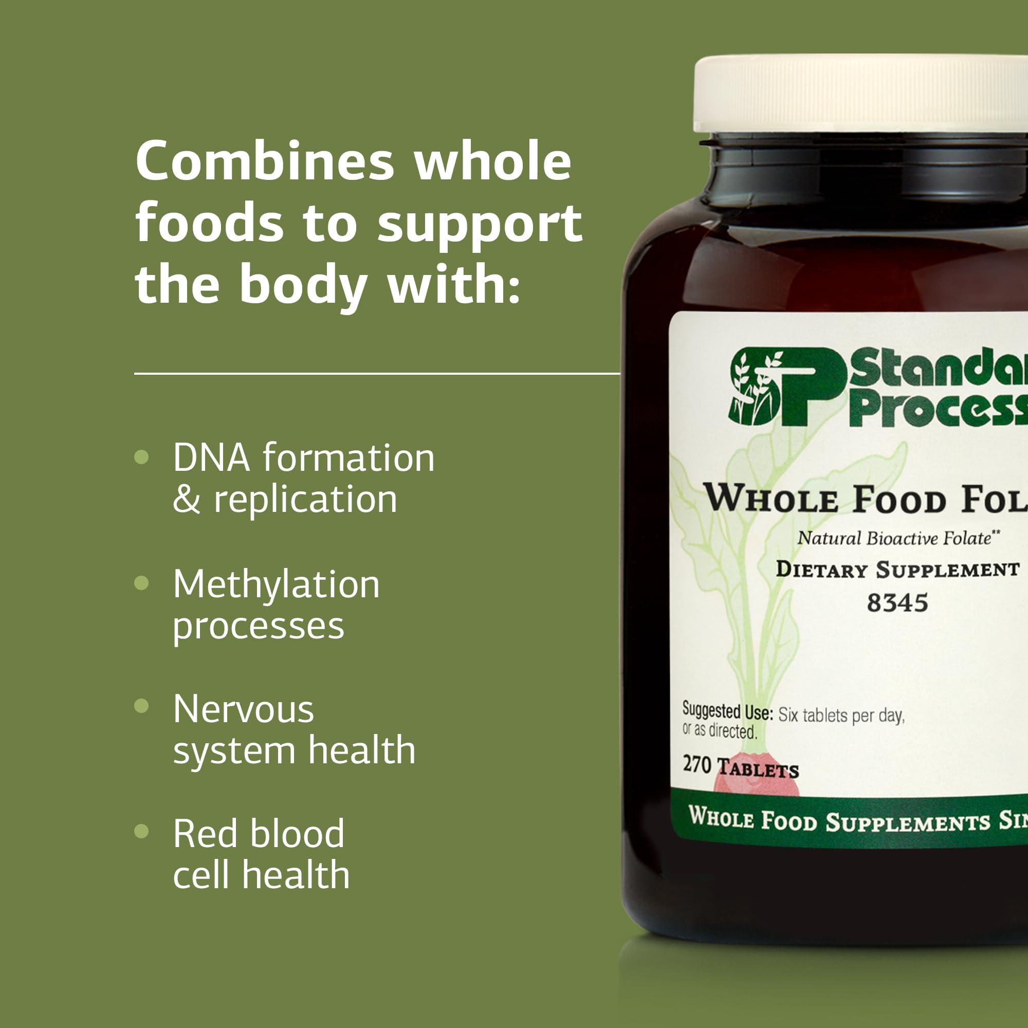 Standard Process Whole Food Folate, Cellular Health Support, 270 Capsules — Amazon image 4
