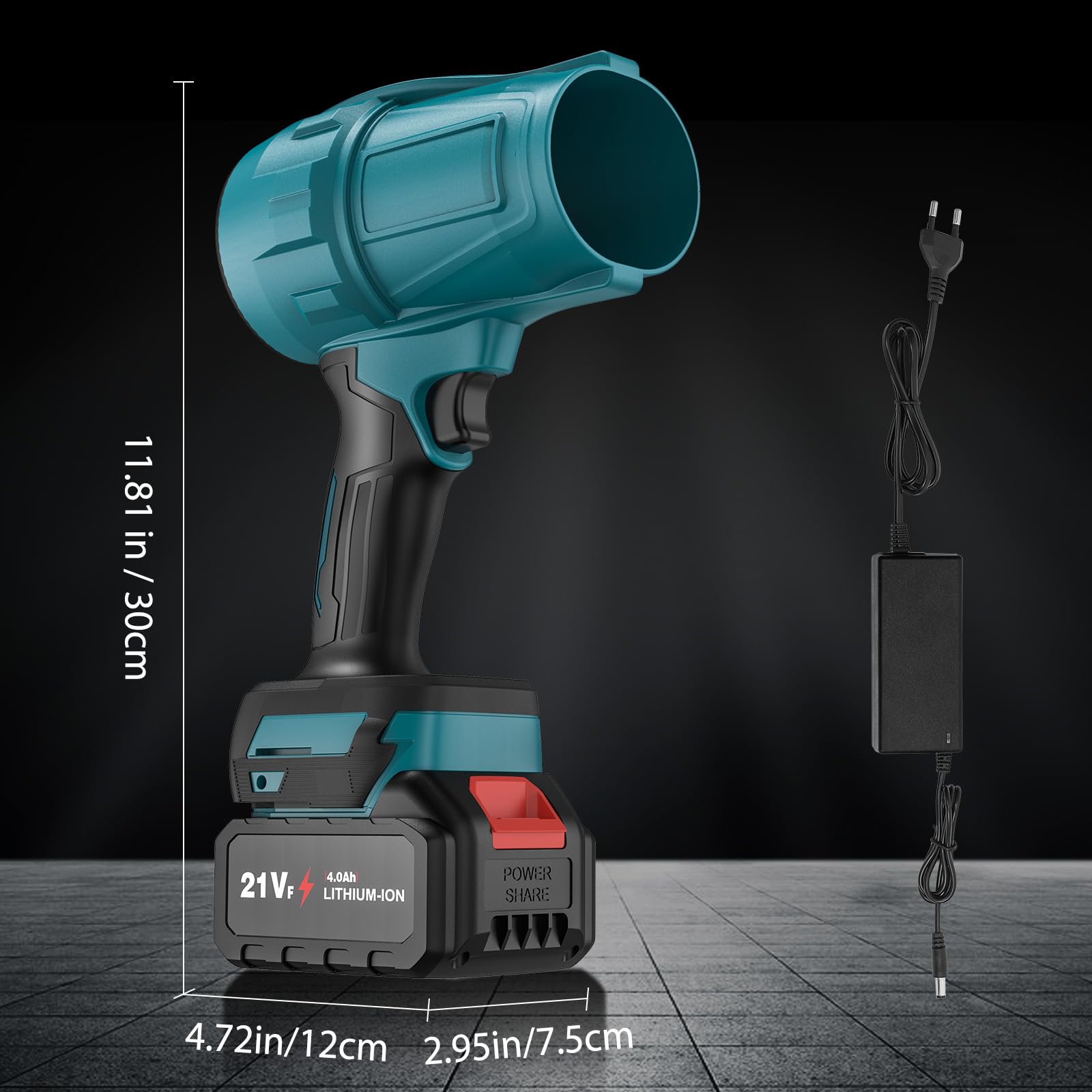 Eznaobo Soplador de violencia para coche Makita 18 V, 1050 W, ventilador turbo jet, sin escobillas, portátil, inalámbrico, 32000 rpm, mini soplador PC, coche, sofá, batería de 4000 mAh