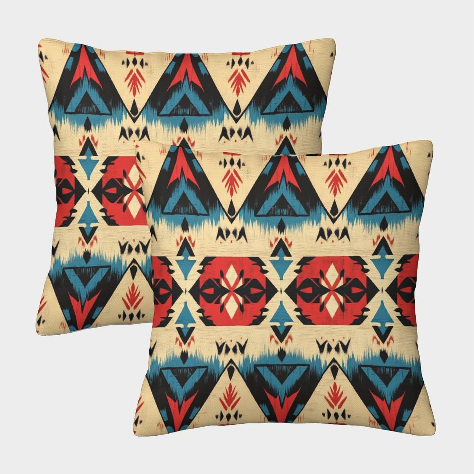 kaiyun 2 Pack Digital Printing 3D Native American Style,Water Pattern Theme Square Cushion Cover 45x45cm Suitable for Outdoor Home Bed Decoration Pattern