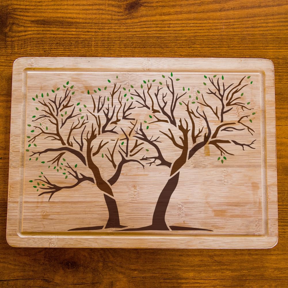 FINGERINSPIRE Stencil in plastica con gru e nuvole di buon auspicio, 30 x 30 cm, stencil quadrati per pittura su legno, pavimento, parete e tessuto