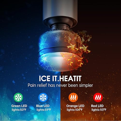 Miniatura 2 de AERLANG Pistola de masaje de tejido profundo con calor y percusión fría, mini masajeador eléctrico de mano de 5 velocidades y 5 cabezales de masaje,