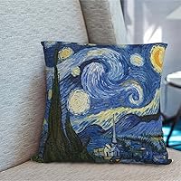 Vista 5 de Funda de almohada, noche estrellada amarilla y azul, funda de almohada decorativa, funda de almohada moderna de vacaciones para sofá, automóvil