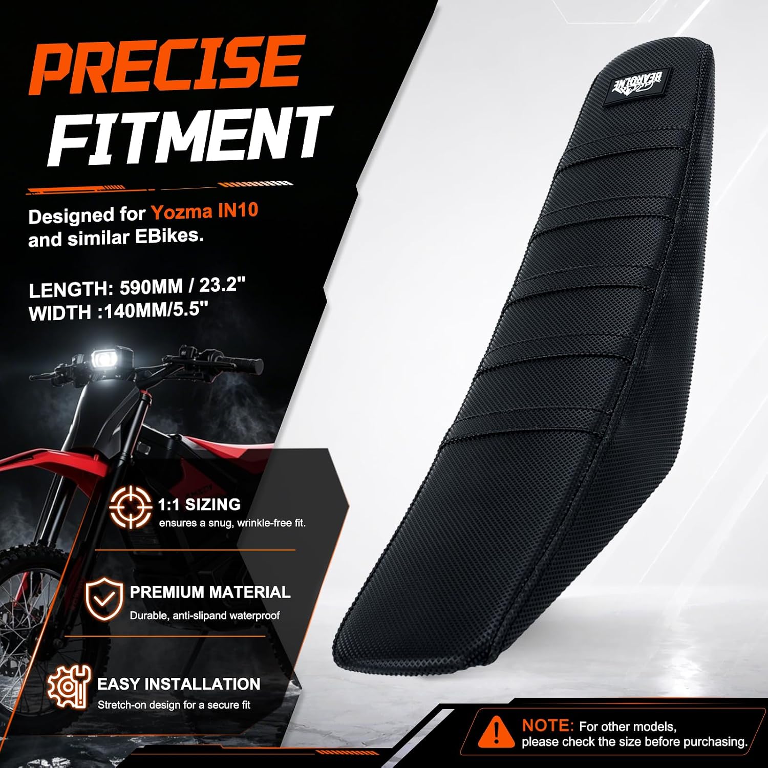 Ebike Seat Cover Upgraded for Yozma IN10 Full Black