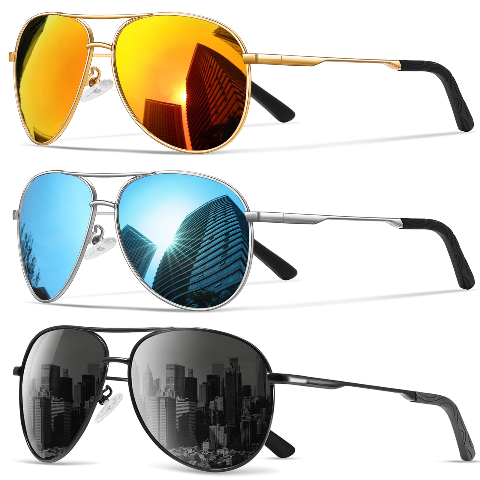 phikttu Sunglasses Men Polarized Aviator Sunglasses for Men Women Fishing Driving Sun glasses Metal Frame UV400 Protection