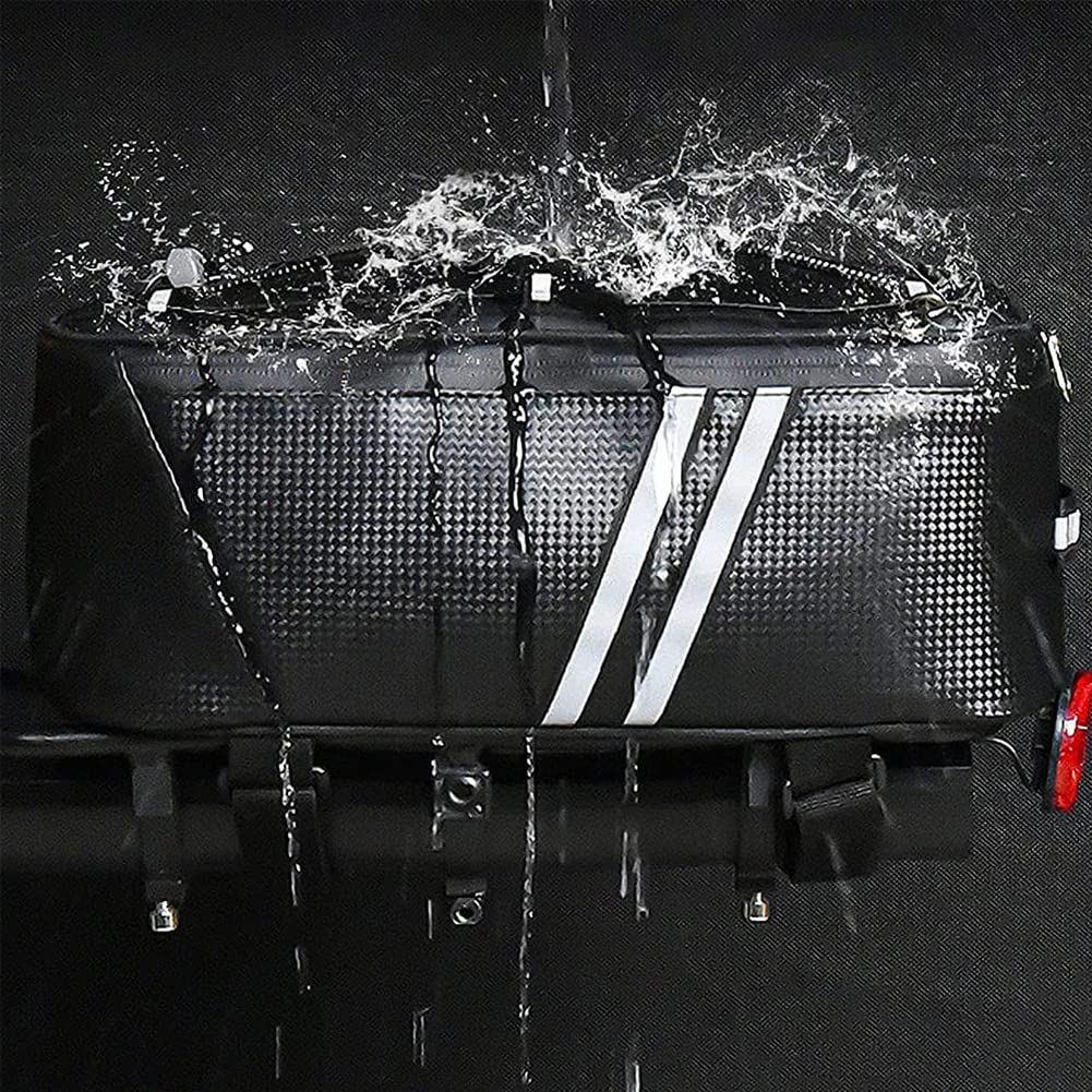 Portapacchi per Bicicletta Riflettente, Borsa Posteriore Bici, Borsa Bici Posteriore Cremagliera, con Strisce Riflettenti e Cerniera Impermeabile, per Gli Articoli per Trasporto di Biciclette, 8L