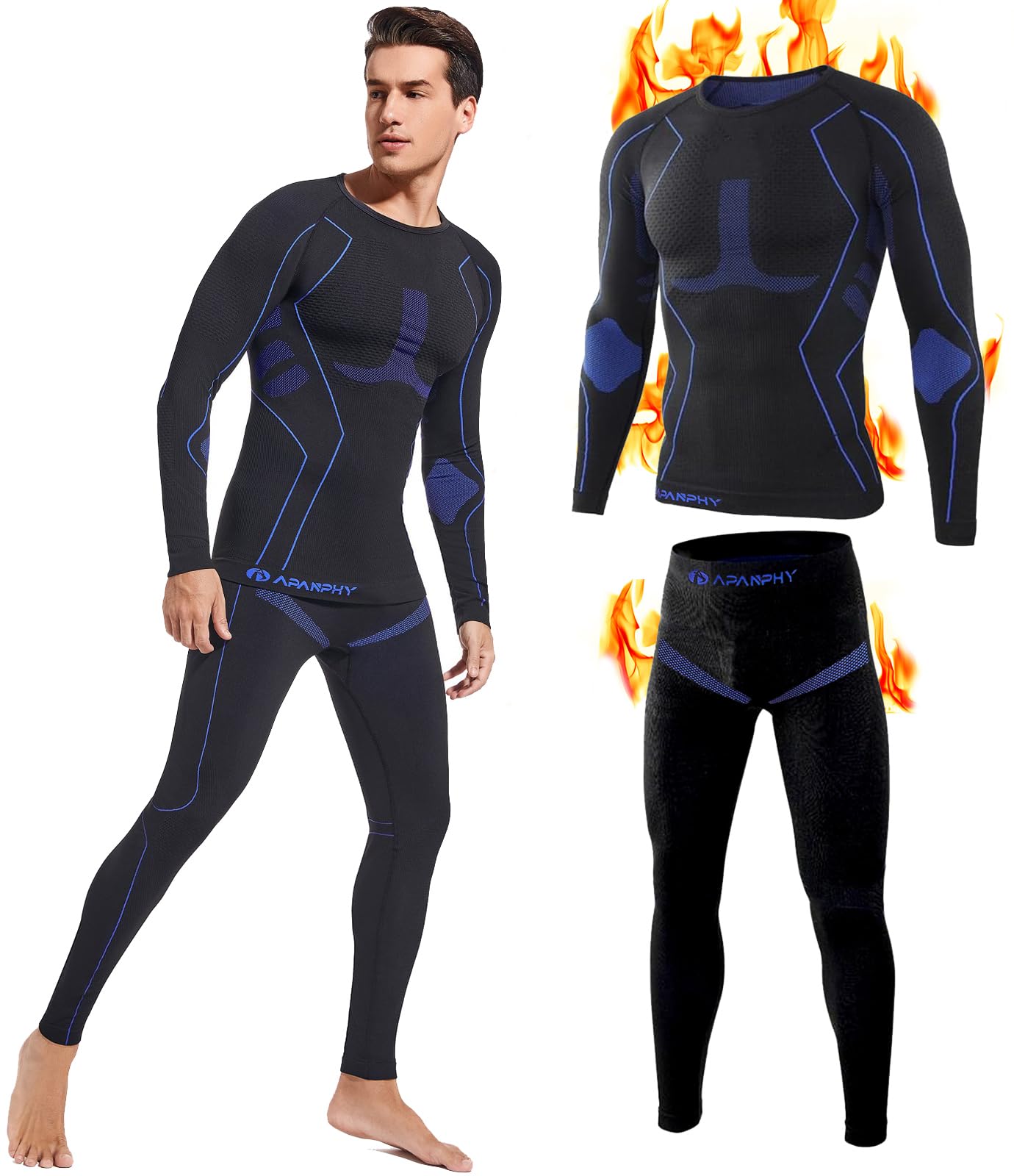 sous-vêtement Thermique Homme Fonctionnel sous-vêtements Thermiques Homme Perméable Séchage Rapide Ensemble Thermique Homme Respirant Chaud Ensemble Ski Homme pour Sports d’Extérieur