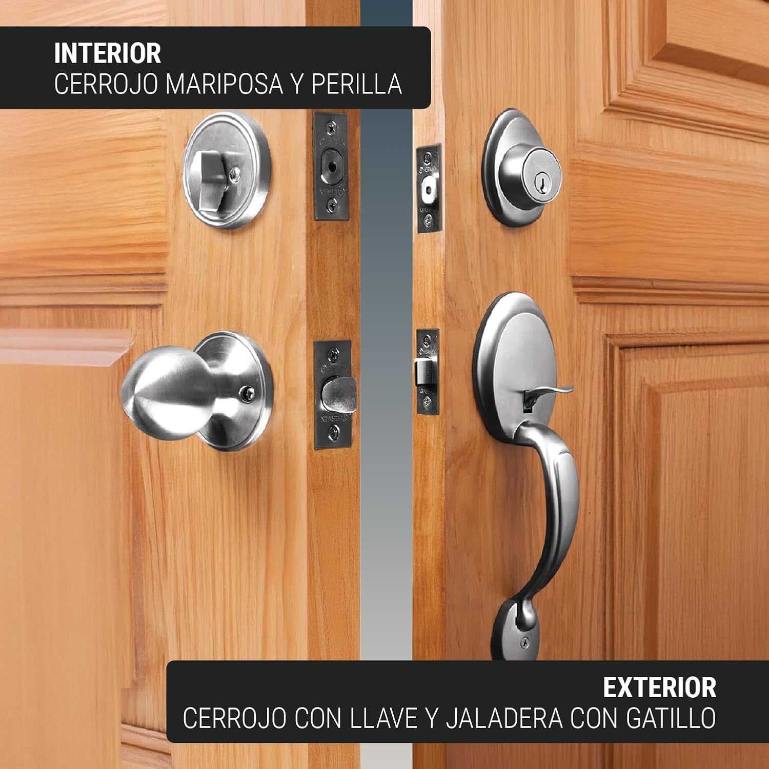 Lock, matt chrome butterfly, pomo-jaladera, Hermex Basic