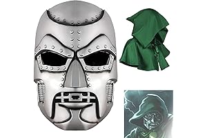 Dr Doom Cosplay Mask with Doom Guy Helmet Cloak for Halloween Costume