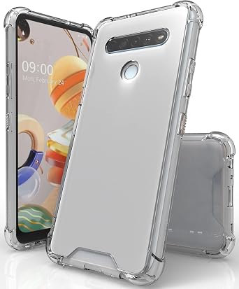 Nakedcellphone Clear Case لـ LG K61 ، شفاف [Aquaflex] غطاء هاتف TPU شبه مرن [مع مصدات امتصاص الصدمات]