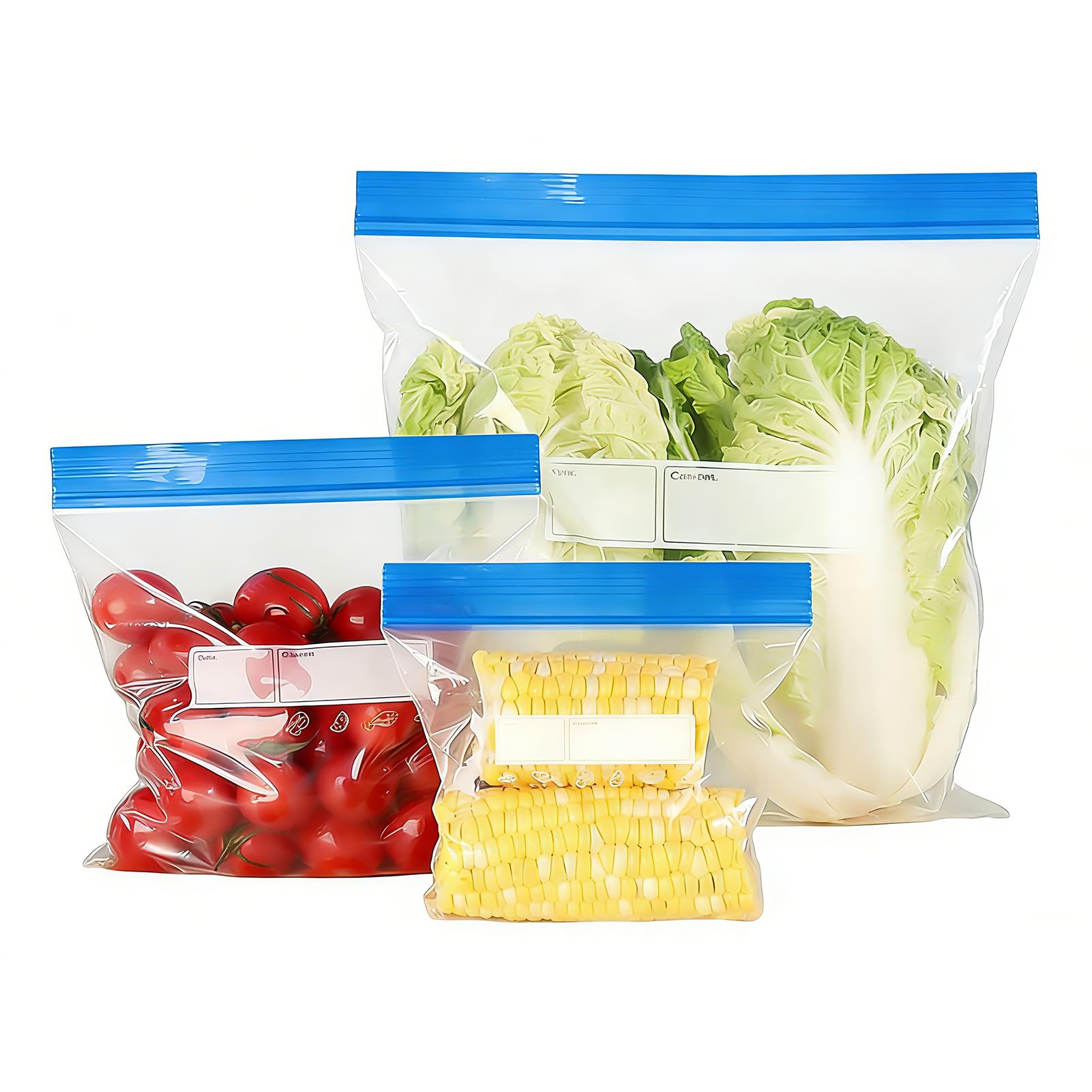 Freezer Bags, Reusable 70 Pcs Food Storage Bags with Ziplock - 3 Sizes for Meal Prep, Snacks, Travel & Organising Kitchen, Fridge (Grip Seal Bags)