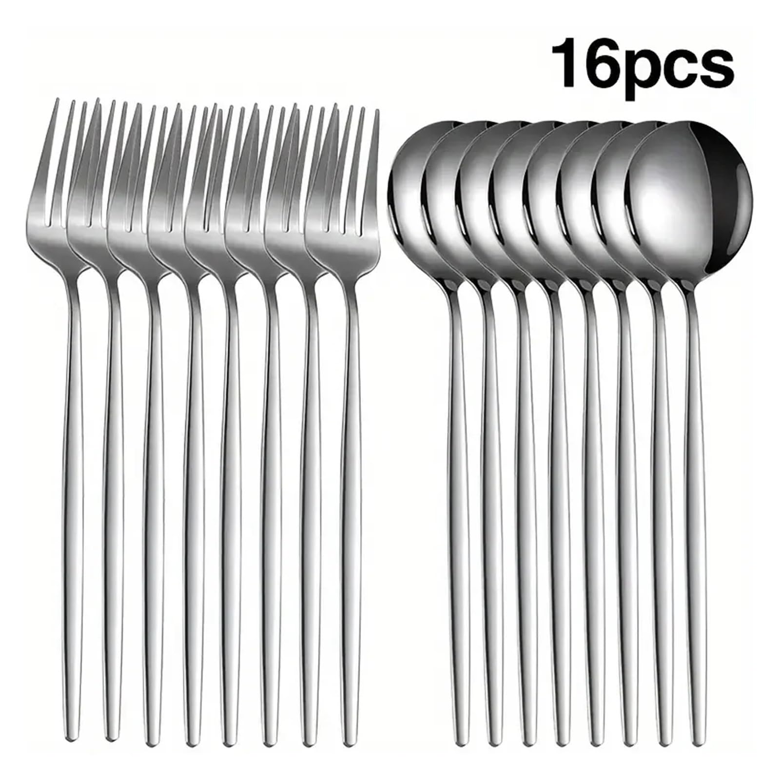 Juego de cubiertos de acero inoxidable de 16 piezas, apto para cocina, restaurante, fiesta