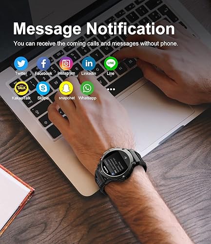 Miniatura 6 de Reloj inteligente militar para hombre responderhacer llamadas reloj deportivo para exteriores con frecuencia cardíaca oxígeno en sangre presión