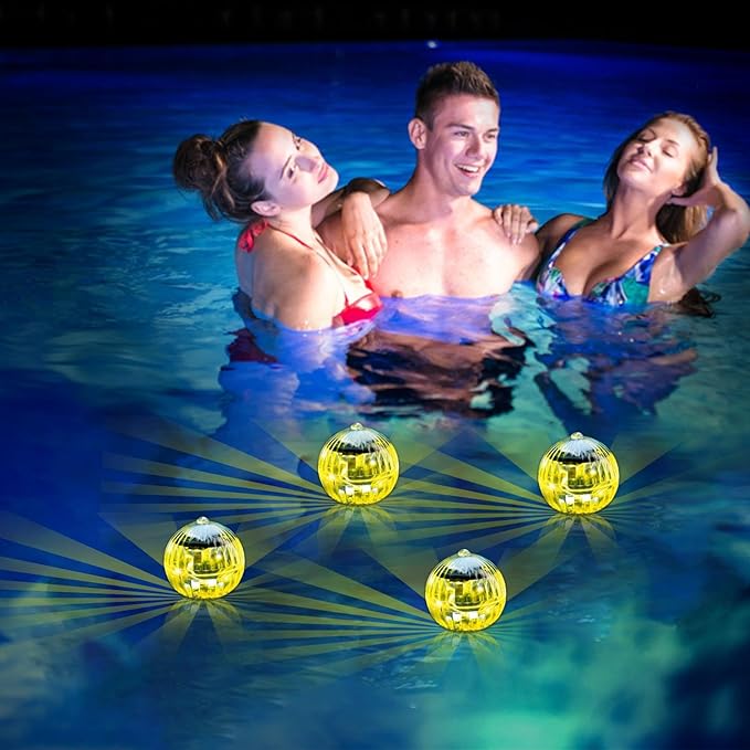 GkgWuxf Zwembad drijvende lichten, zwevende zonnepoollichten | Multi Color Pond LED -lamp - Intelligente sensor Zonor Powered Floating Color Changing Lights for Backyard Garden Patio Decor photo 2