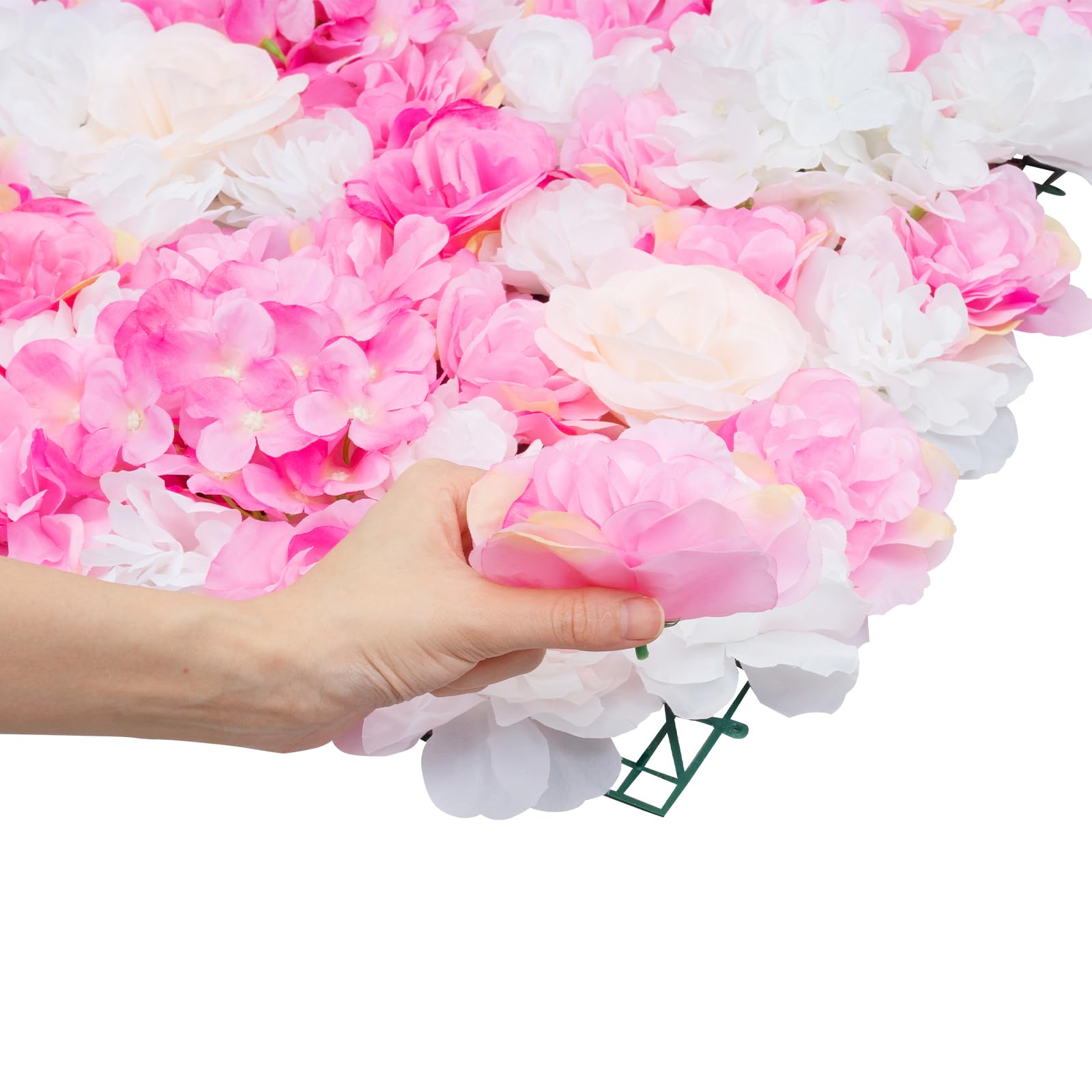Künstliche Blumenwand Rosenwand, DIY Hochzeit Hintergrund Wandplatten für Gartenparty Hochzeit Dekor 60x40cm Dunkelrosa (20)