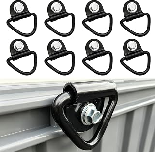 8 Pack v Ring tie Down Anchors - for Truck Bed Trailer Cargo Securing | Black Heavy-Duty Steel With Specialized Bolts And Washers Waterproof For Ruffland Kennels Kayaks Trailers For Securing Cargo