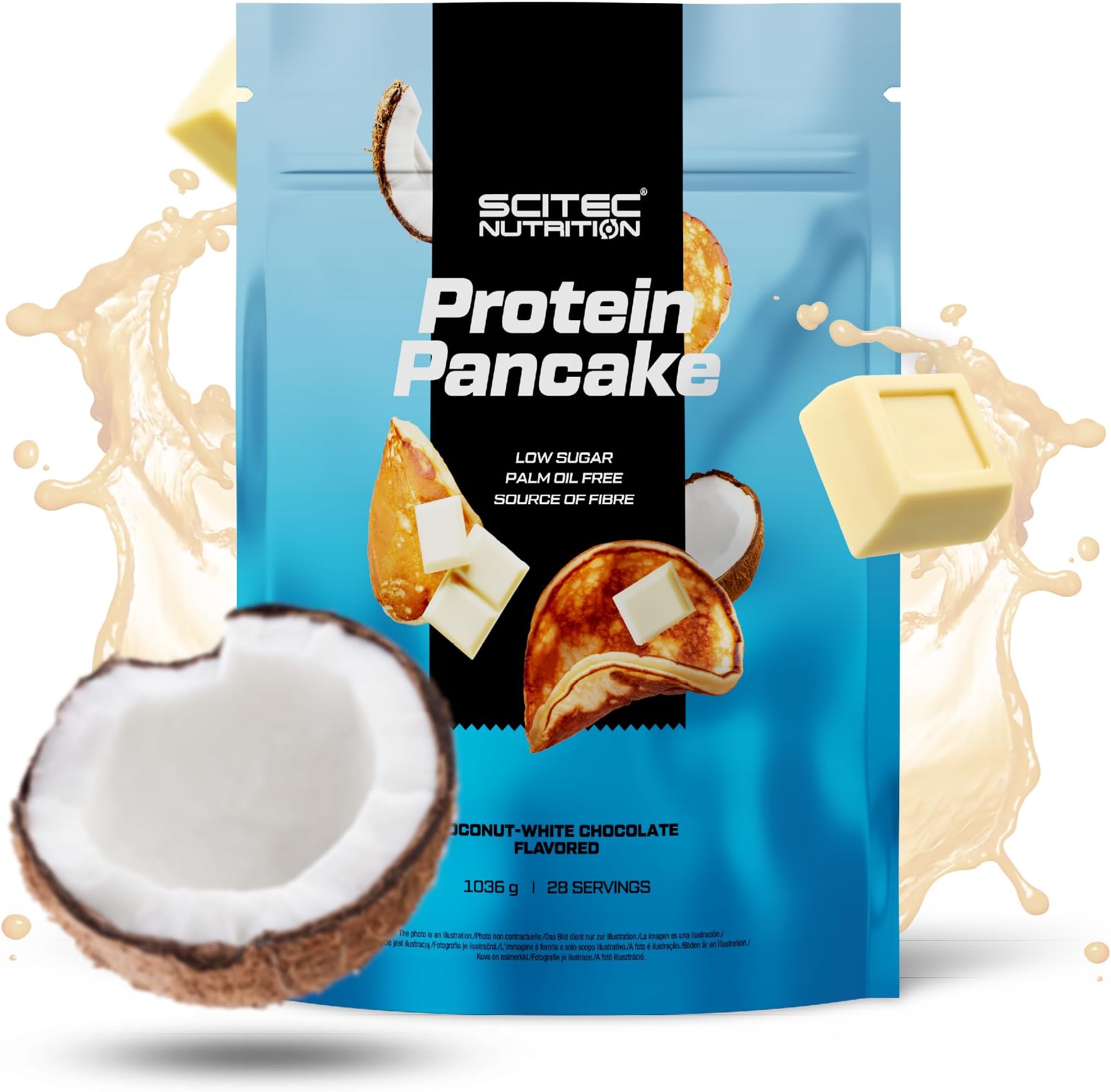 Protein Pancake – Delicious, Fiber-Rich Breakfast Alternative – Palm Oil-Free – Source of Dietary Fiber, 1036 g, White Chocolate-Coconut