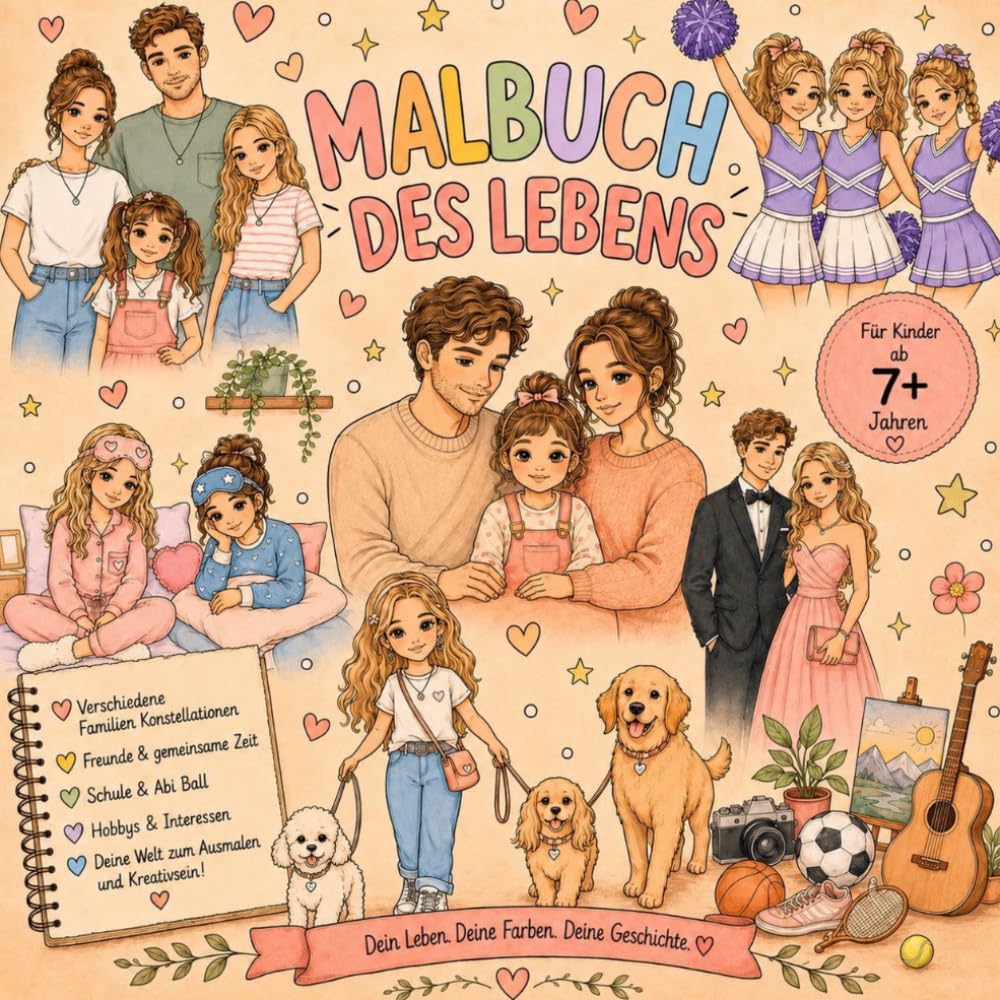 Malbuch des Lebens - Dein Leben, Deine Farben, Deine Geschichte: Liebevolles Ausmalbuch mit Freundschaft, Familie, Schule, Hobbys & besonderen ... Alltags-Malbuch (Malbücher für Kinder)