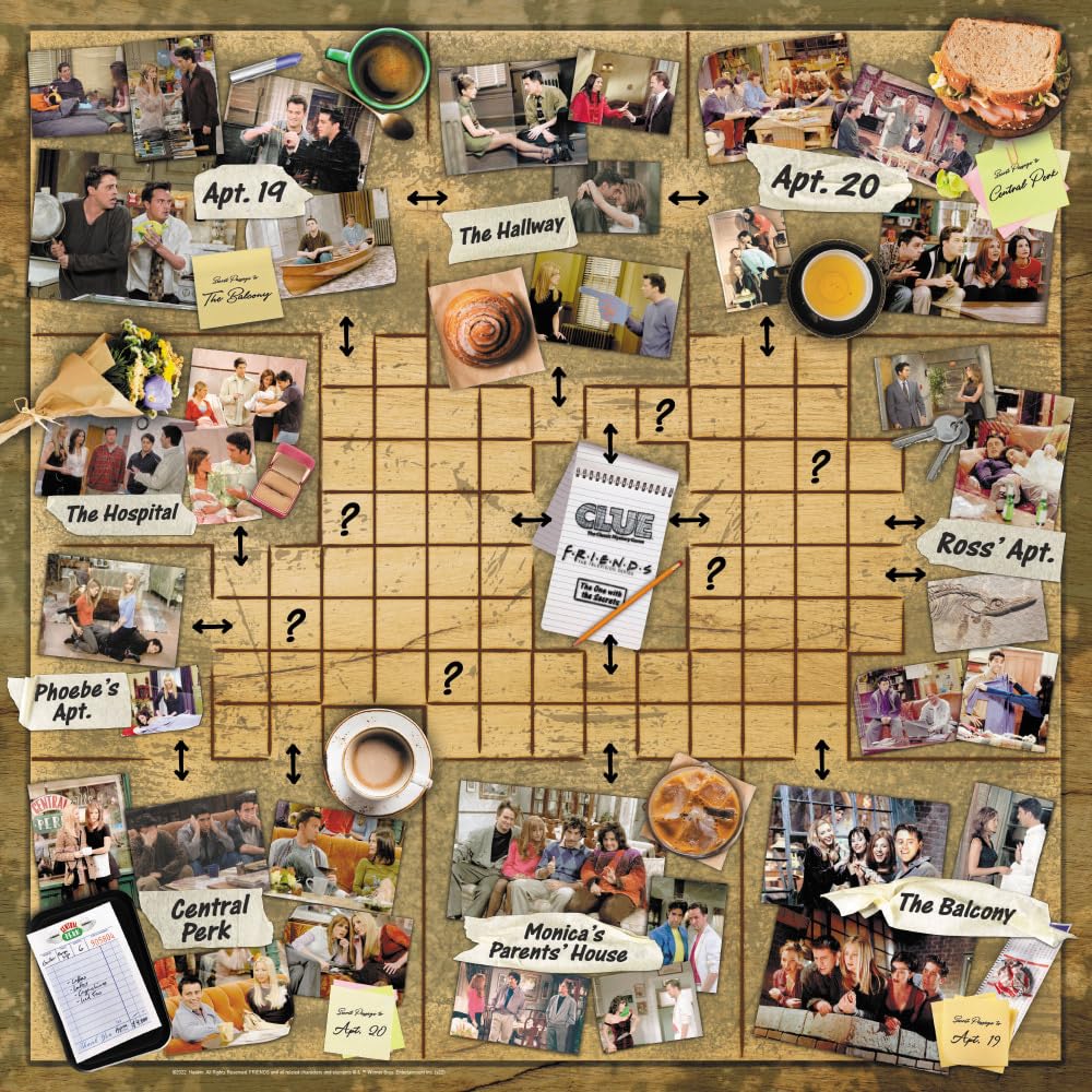 USAOPOLY CLUE: Amici | Solve The Mystery in This Collectible Clue Game | Con i personaggi e i luoghi della serie Friends TV Sitcom | Gioco e merce con licenza ufficiale Friends