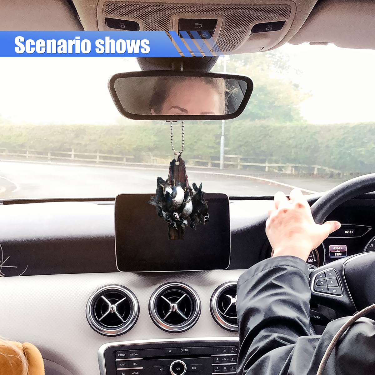 Car Rear View Mirror Pendant Acrylic Christmas Tree Hanging Ornament Animal 2D Flat Car Rear View Mirror Charm — view 4