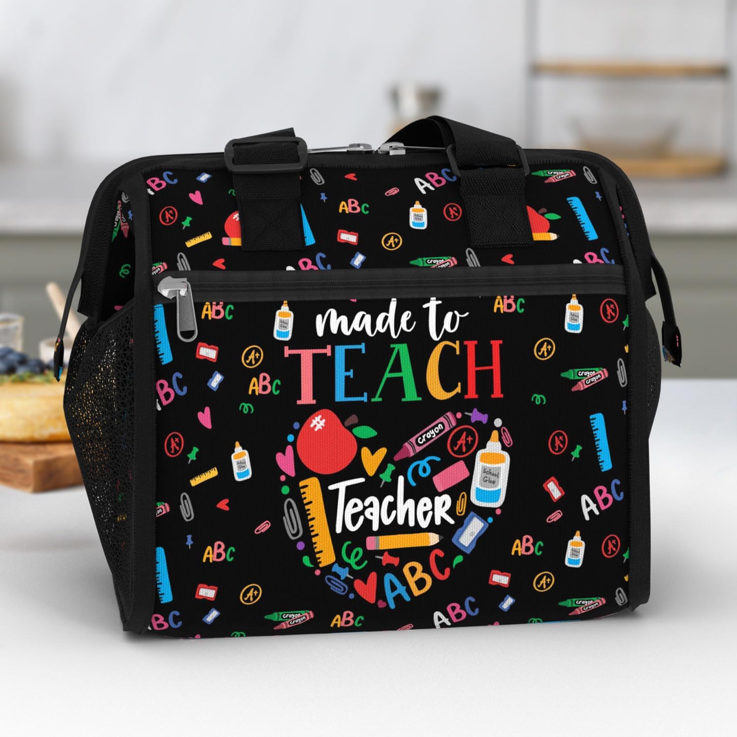 84hoods Large Lunch Bag for Women. Gift for Teachers. Insulated Lunch Box for Work Office Travel Picnic with Adjustable Strap. Made to Teach. - Image 6
