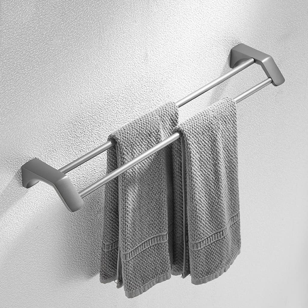 Porte-serviettes double tige 50cm gris pistolet acier inoxydable