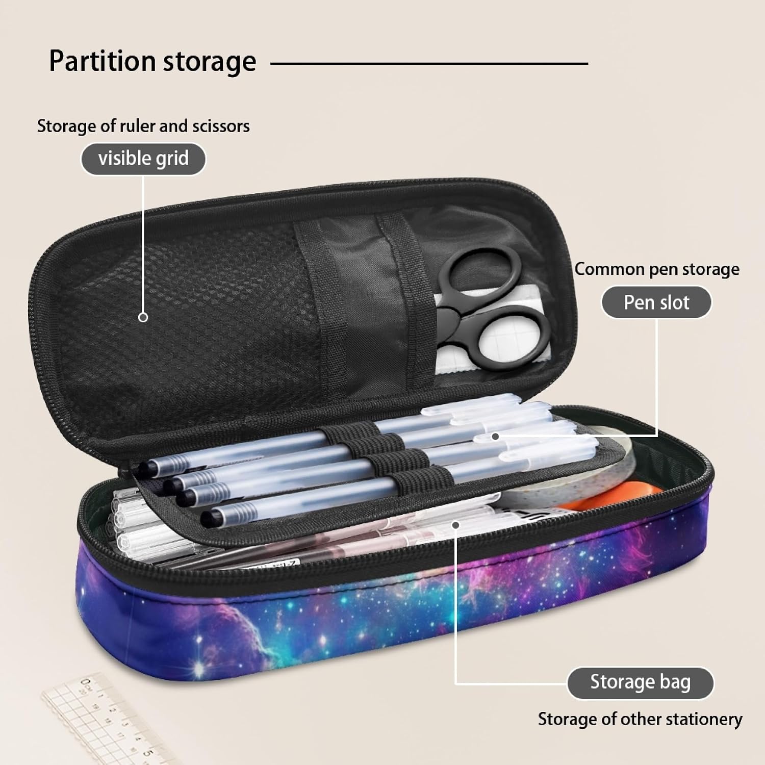 Galaxy Wolf Pencil Cases for Kids Girls Boys Pencil Bag Sturdy Pen Holder Box Stationery Pouch for Women Men School Office Graduation Birthday Gifts image 5