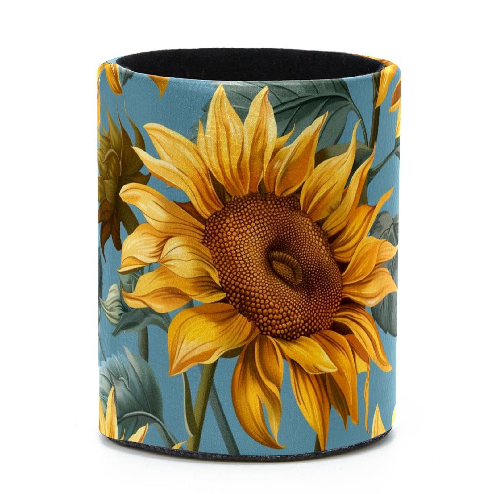 VAPOKF Round Pencil Holders for Desk, Sunflower Pen Holders Pen Pot Makeup Brushes Storage Desktop Stationery Supplies Organiser for Home Office