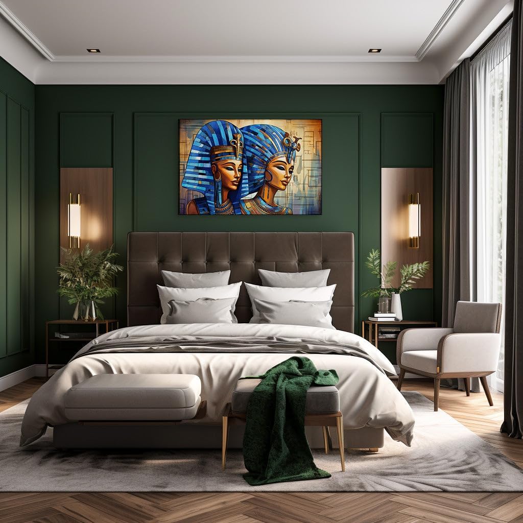 Canvas for Living room. Regal Elegance Unveiled in the Serene Gaze of Egypt's Past Queens, 27 x 18 inch Canvas Wall Art - Contemporary Masterpieces - Modern Home Decor - 69x46 cm (27x18 inch)