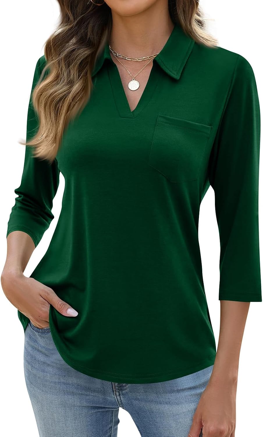 Womens Tops Polo Short Sleeve Tshirts Golf Going Out Tee Trendy Summer V Neck Shirts Loose Fit Casual Spring Sport Clothes
