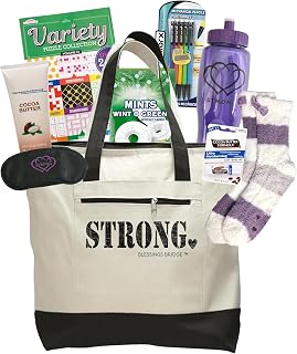 Cancer Care Gifts for Women Chemo Care Package Patient Must Haves: Inspirational Large Canvas Tote Bag Holds 8 Get Well Soon Feel Better Comfort Recovery Items Hand Picked by a Cancer Survivor