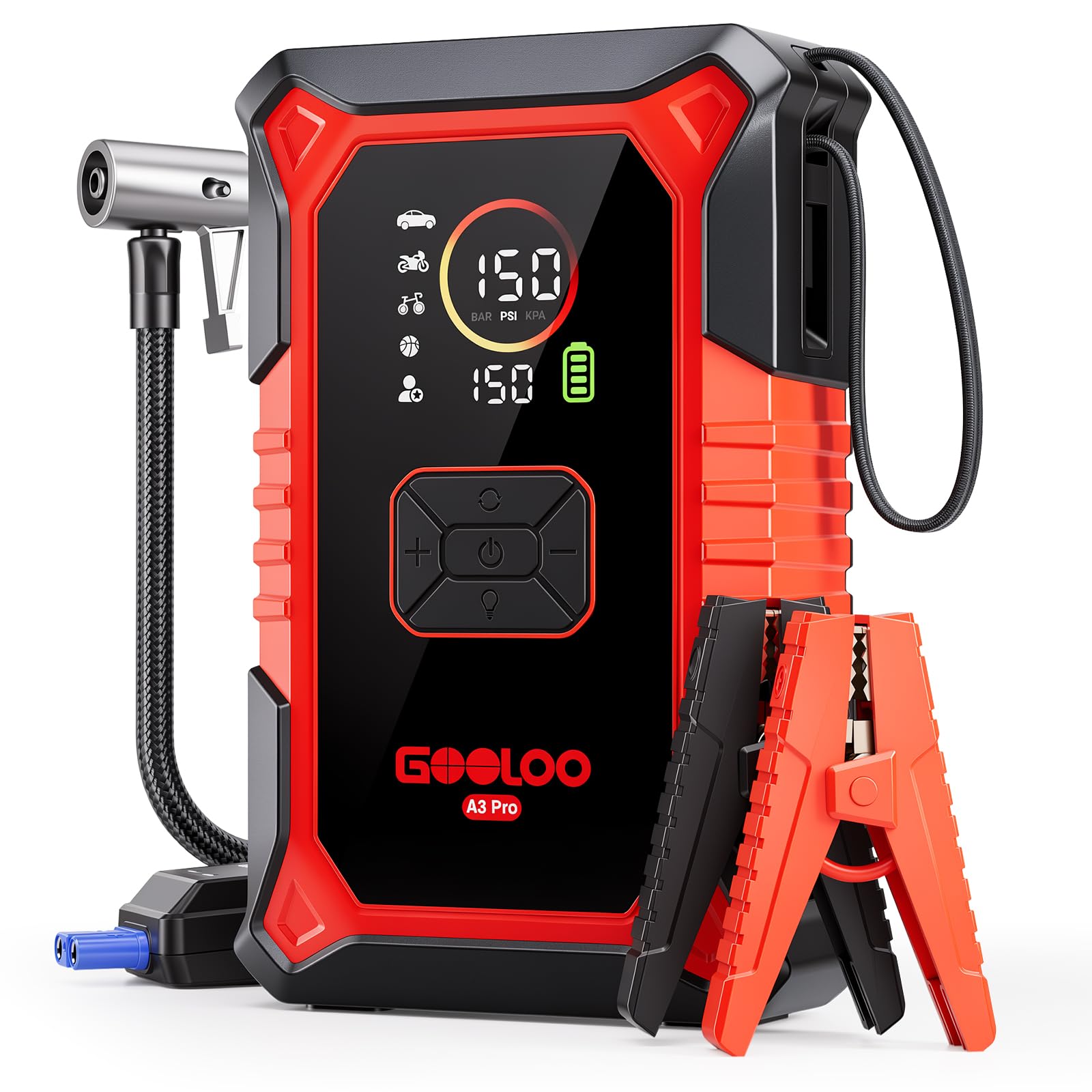 GOOLOO A3 Pro 12V 3000A Portable Car Jump Starter with Air Compressor