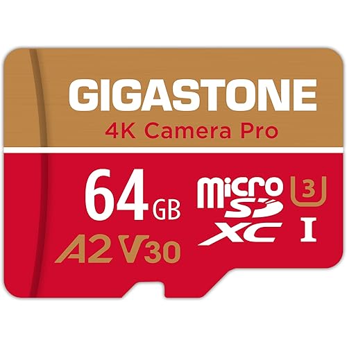 [5-Yrs Free Data Recovery] Gigastone 64GB Micro SD Card, 4K Camera Pro, UHD Video for GoPro, Action Camera, Wyze, DJI, Drone, Nintendo-Switch, R/W up to 95/35MB/s MicroSDXC Memory Card UHS-I U3 A2 V30