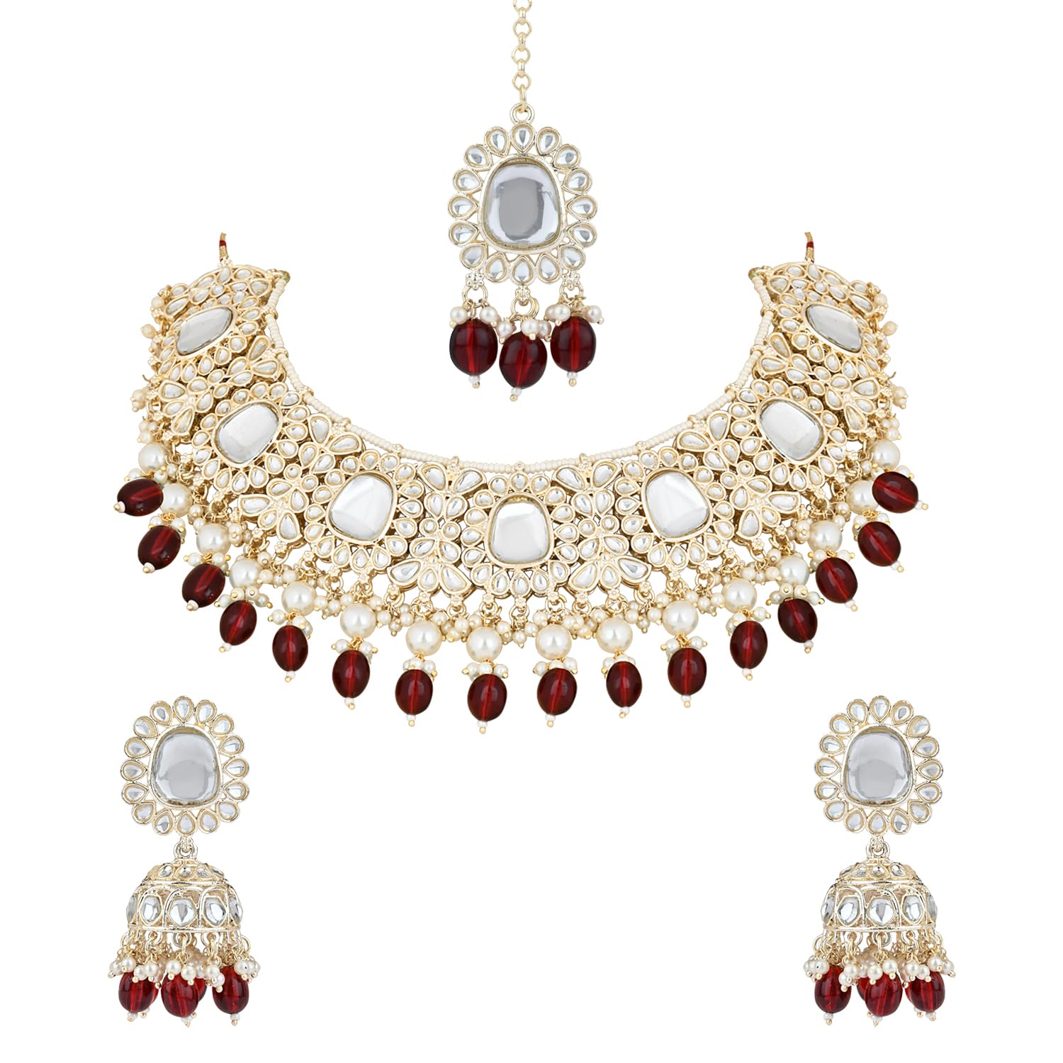 I Jewels Gold Plated Traditional Kundan Pearl Drop Choker Necklace Jewellery & Jhumka Earrings Set For Women/Girls (K7280M) (B0CT5LT8TQ) Amazon Price History, Amazon Price Tracker