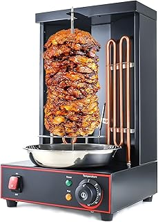 Li Zhen Electric Shwarma Machine Vertical Doner Kebab Machine Turkish Kebab and Grilled Chicken Machine with Meat Catch Pan,Black (Registered Design Patent)