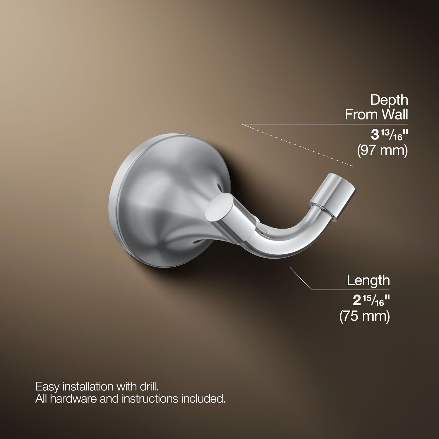 Kohler 27427-CP Tone™ Robe Hook, Polished Chrome