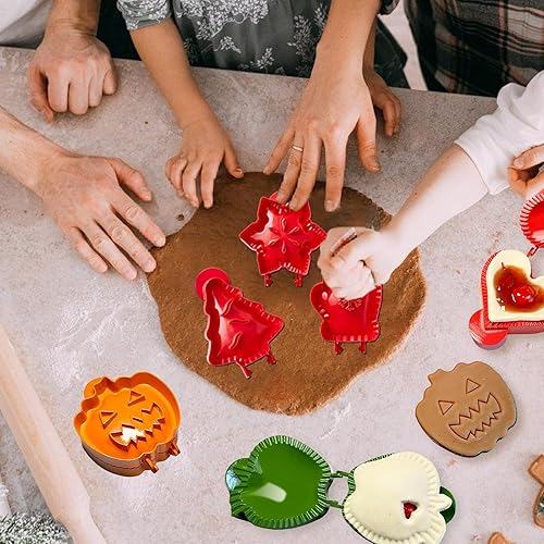 Miniatura 4 de 6 moldes para tartas pequeñas, prensatelas de masa para hornear mini pastelera, manzana, calabaza, corazón, copo de nieve, manopla, árbol de Navidad