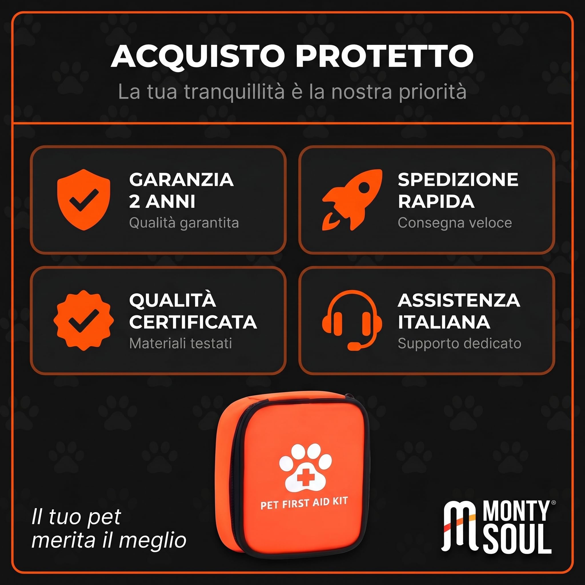 Kit di Pronto Soccorso per Animali Domestici - Set Essenziale per Emergenze Quotidiane, Custodia Compatta - Leggero da Viaggio e Passeggiate - Alta Visibilità (13 Pezzi)