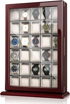 Silipull 30 Piece Watch Display Case Wall Mounted Peach Shadow Box