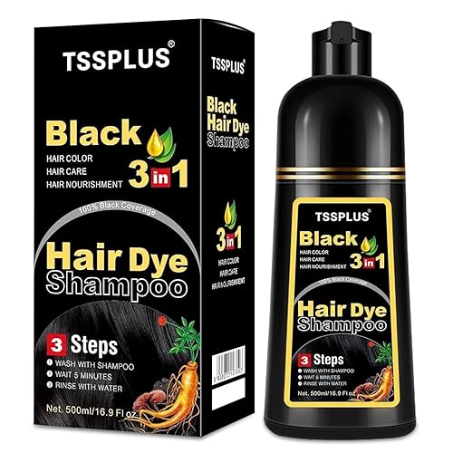 TSSPLUS Champú seco 169fl oz de hierbas naturales de color negro para el cabello champú permanente para colorear unisex cabello negro champú natural