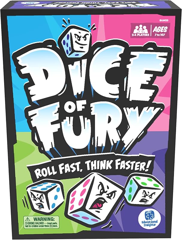 Educational Insights Dice of Fury - Juegos de mesa familiares para adultos, adolescentes y niños, juegos de dados para la noche de juegos familiares, juego de mesa de ritmo rápido, juego divertido en grupo, actividad de matemáticas mentales