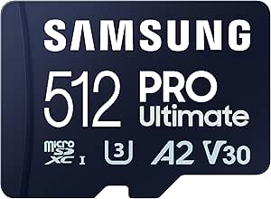 Samsung PRO Ultimate microSD-Karte + SD-Adapter, 512 GB, Für Smartphones, Drohne und Action-Cam , UHS-I U3, 200 MB/s Lesen, 130 MB/s Schreiben,‎ MB-MY512SA/WW