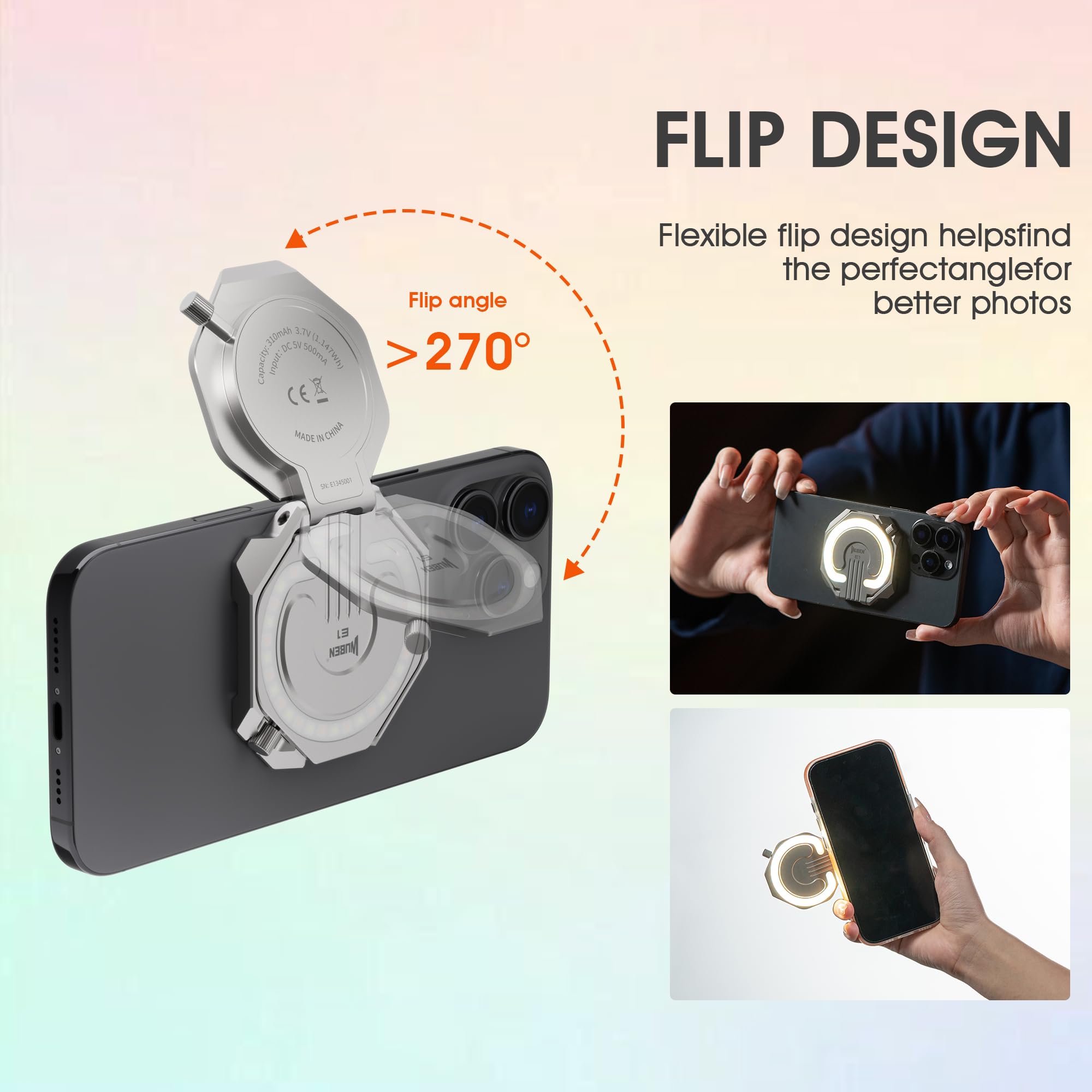 WUBEN E1 Rechargeable EDC Flashlight 300 Lumens LED Selfie Light