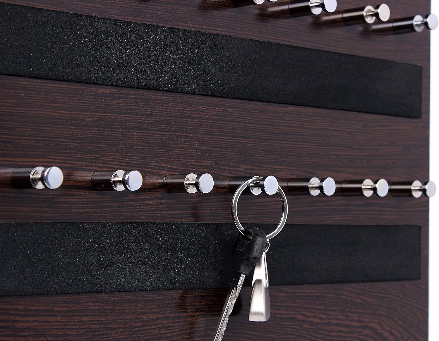 FLFWLASS-Wood Wall Mounted Designer Key Holders for Wall Decor Wooden Hanger Stylish Hook Stand Key Organizer for Home Decor and Office Decor (21 Hooks, Brown)