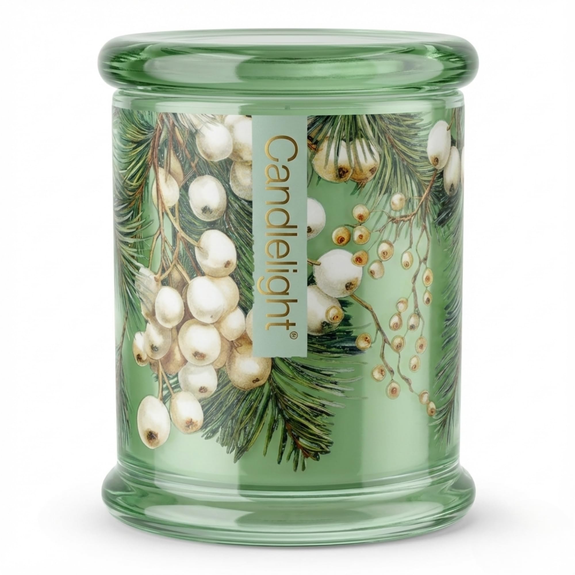 Candlelight Green Winter Fir & Mistletoe Large Scented Candle – Luxury Glass Jar | 28 Hour Burn Time | Autumn & Winter Fragrance Home Décor