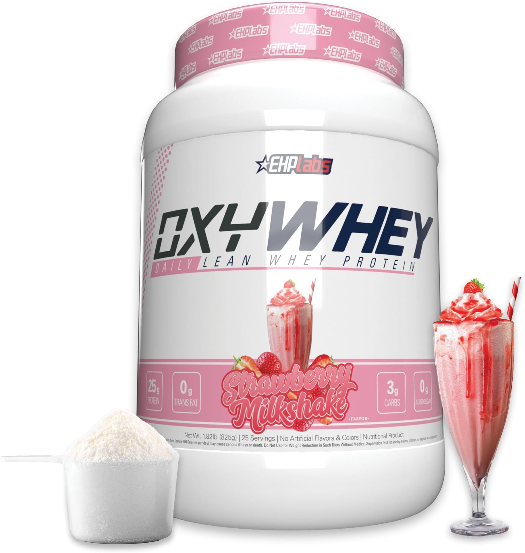 OxyWhey Whey Protein Isolate – 25g High Protein, Low Carb, Sugar Free Meal Replacement – Lean Whey Powder for Muscle Recovery – Non-GMO, Gluten Free – 25 Serves – Strawb. Milkshake