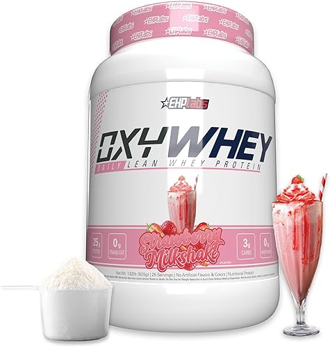 EHPlabs OxyWhey - Batido de proteína en polvo de proteína de suero  0.88 oz de batido de reemplazo de comidas, sin OMG, batidos de proteína después