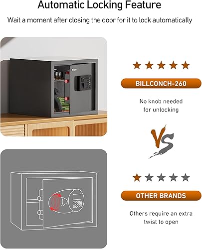 Miniatura 3 de Billconch Caja fuerte inteligente para múltiples pistolas - Caja fuerte con cerradura automática con pantalla LCDguía de voz, desbloqueo de acceso