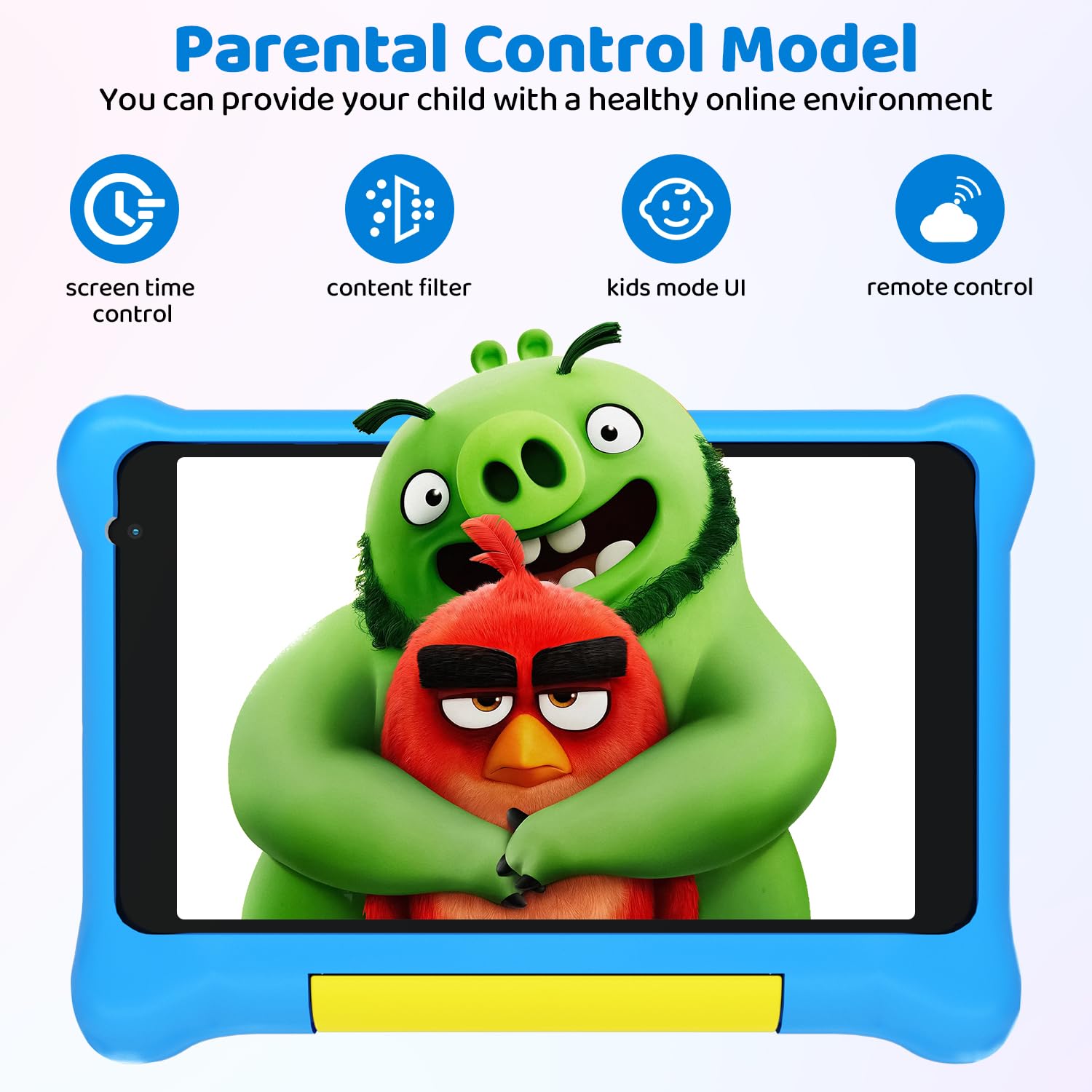 Gleeso Tablet Bambini 7 Pollici Android Tablet con Controllo Parentale, Kids Tablets 32GB+128GB TF, Kids Pre-Installato, Doppia Fotocamera,Tablet con Protettiva Antiurto Custodia(Blu)