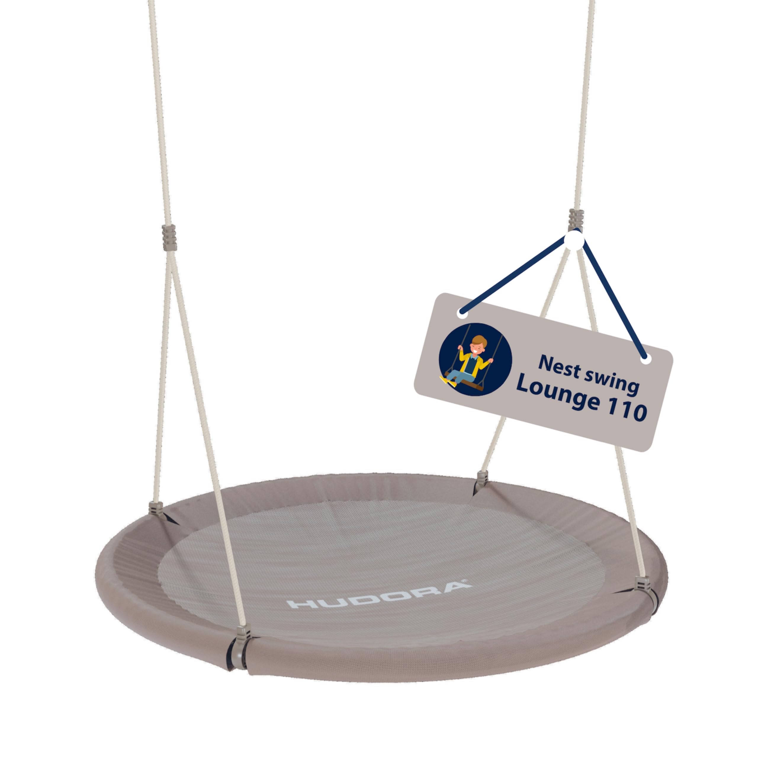 HUDORA Nest Swing Lounge - Height-adjustable nest swing with a diameter of 90/110cm for up to 150kg - Hanging swing with an enclosed seat - Family swing for indoors & outdoors